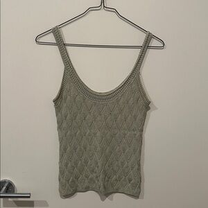 White House Black Market Knit Crochet Tank Green